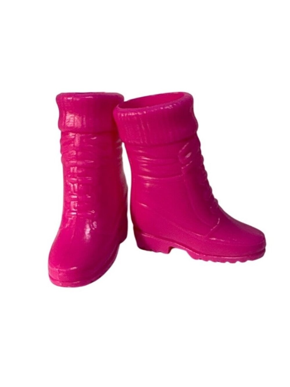 Barbie Doll Shoes Dark Pink Ankle Boots Hiking Camping 90s Faux Laces